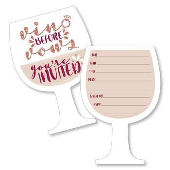 Big Dot of Happiness Vino Before Vows - Shaped Fill-in Invitations - Bridal Shower or Bachelorette Party Invitation Cards with Envelopes - Set of 12