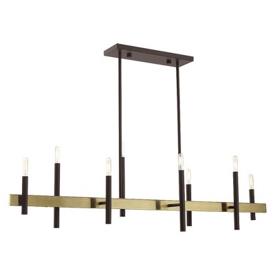 Denmark 8-Light Bronze and Brass Linear Chandelier