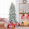 Tangkula 6/7.5 FT Pre-lit Artificial Christmas Tree Snow-flocked Hinged Xmas Tree with 210/350 Warm White Lights 715/1107 Mixed Branch Tips - 2 of 4
