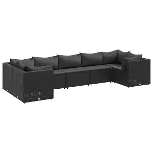 vidaXL Patio Lounge Set Black PE Rattan 7 Piece Set Adjustable Feet - 1 of 4