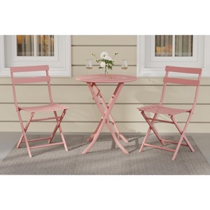 3-Piece Patio Bistro Set Folding Bistro Table and 2 Chairs Outdoor Furniture Sets with Premium Frame Space Saving Weather Resistant for Bistro Balcony - 1 of 4