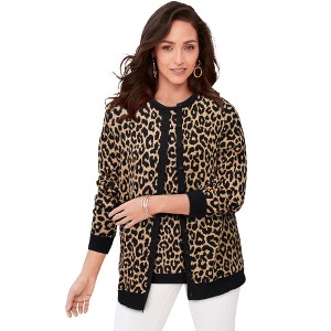 Jessica London Women's Plus Size Fine Gauge Cardigan - 1 of 4