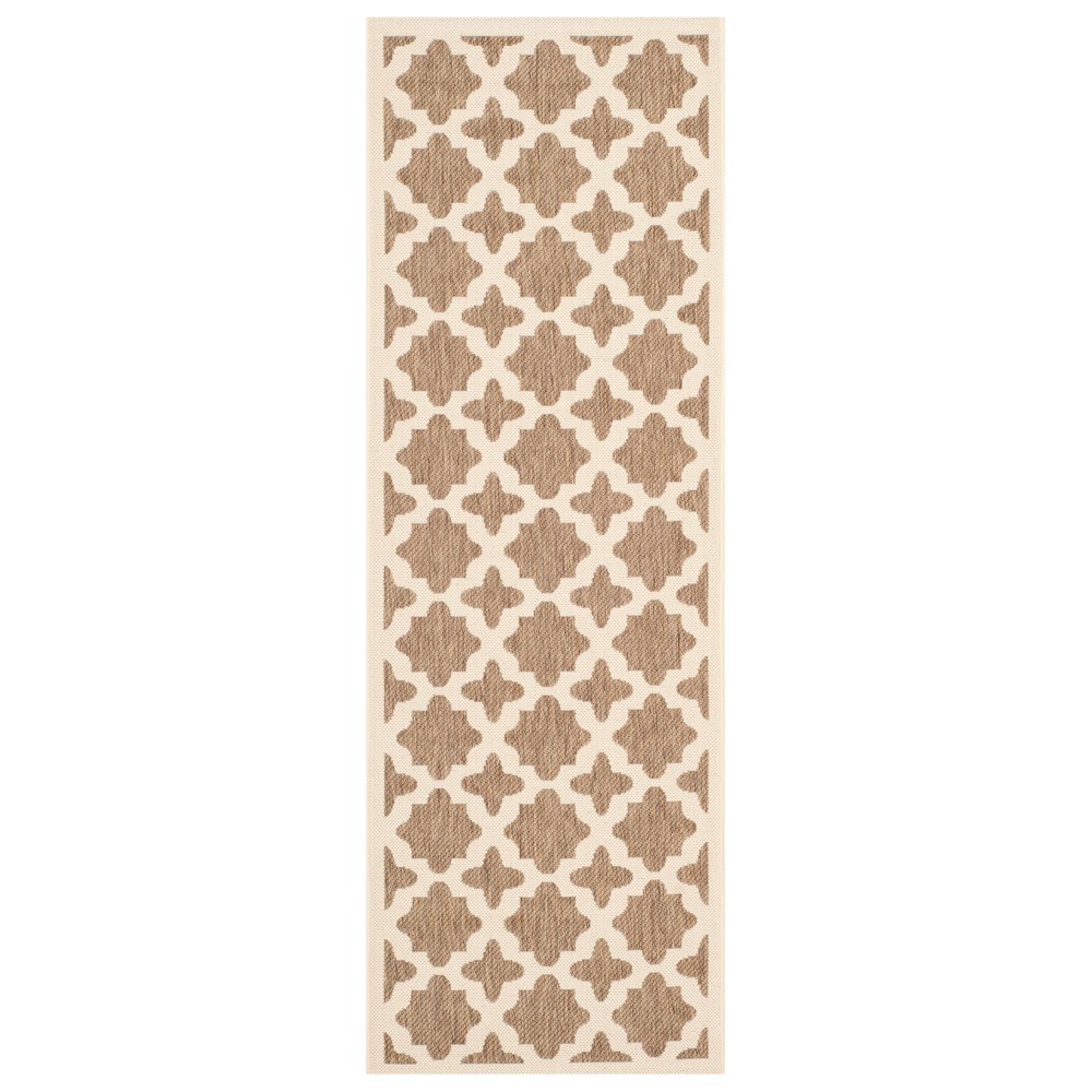 2'3in x 6'7in Runner Natalie Outdoor Rug Brown/Bone - Safavieh