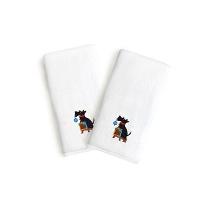 Linum Home Textiles Embroidered Luxury 100% Turkish Cotton Hand Towels - Christmas Dog (Set of 2) - 1 of 3