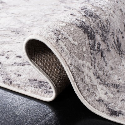 Reversible Abstract Gray Synthetic 26x18 Area Rug