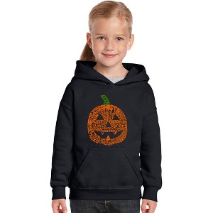LA Pop Art Girl's Word Art Hooded Sweatshirt - Pumpkin - 1 of 4