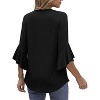 Coolmee Women's Work Blouses Ruffle 3/4 Sleeve Dressy Top V Neck Casual Tunic Blouses Business Shirts - 2 of 4