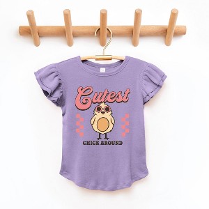 The Juniper Shop Cutest Chick Around Toddler Flutter Sleeve Tee - 1 of 2