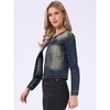 INSPIRE CHIC Women's Button Down Collarless Long Sleeve Jean Jackets - 2 of 4
