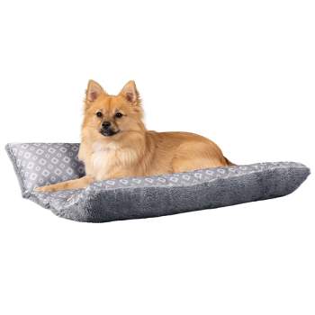 FurHaven Plush Fur & Diamond Print Cuddle Loaf Bed - Large, Gray