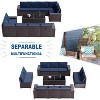 ALAULM Outdoor Patio Furniture Set Outdoor Sectional Rattan Sofa Set Brown Manual Wicker Patio Conversation Set with Cushions - 4 of 4