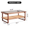 GDFStudio Ronald Modern Double-layer Solid Wood Glass 46" Rectangle Coffee Table with Rattan Weaving - 3 of 4