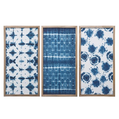 Transpac MDF Shibori Wall Art Set of 3 Spring Home Decorations