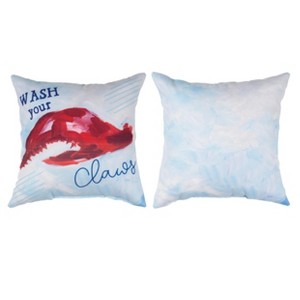 Manual Woodworks and Weavers Coastal Crab Throw Pillow – “Wash Your Claws” Climaweave Design - 1 of 3