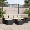 vidaXL 7 Piece Patio Sofa Set with Cushions Black Poly Rattan - Black and Cream With Table - 2 of 4