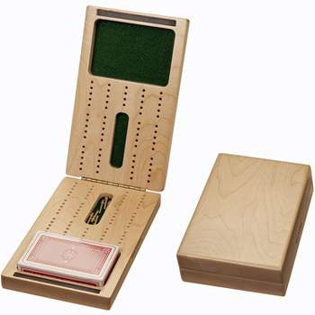 WE Games 2 Track Foldable Travel Cribbage Set w/ Storage, Cards & Metal Pegs - Solid Wood