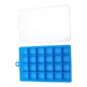 Unique Bargains Ice Mould 24-Cavity Square Ice Tray with Lid Hand Wash Only Silicone 7.28"x4.53"x1.18" 1 Pc - 1 of 3