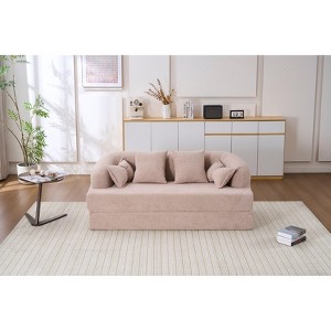 Kumasinova 70" Foldable Sofa Bed,Boneless Convertible Sleeper Sofa with 4 Pillows,Textured Chenille Fabric Sofabed for Living Room,Apartment - 1 of 4