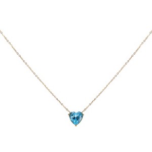 Unique Bargains Women's Birthstone Cubic Zirconia 18K Gold Plated Heart Necklace 17.7" - 1 of 4