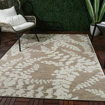 Tuan Outdoor 6' x 9' Modern Scatter Rug, Light Brown and Black 