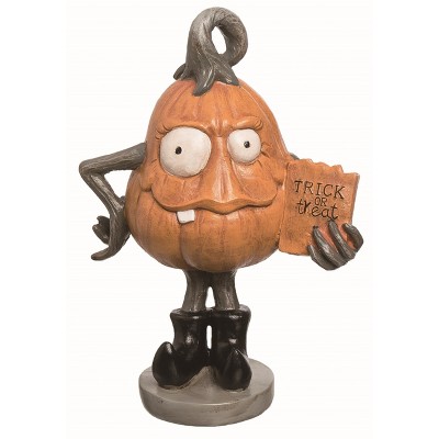 Transpac Resin Orange Halloween Pumpkin Face Figurine