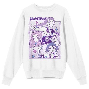 KPop Demon Hunters Rumi Mira & Zoey Panel Art Adult White Crew Neck Long Sleeve Sweatshirt - 1 of 3
