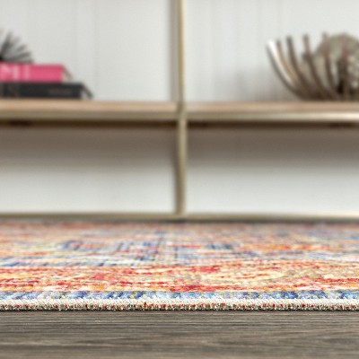 Reversible Red Synthetic Rectangular Area Rug 5' x 8'