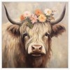 Kate & Laurel All Things Decor 30"x30" Sylvie Adorable Floral Boho Highland Cow Framed Canvas by The Creative Bunch Studio White - 2 of 4