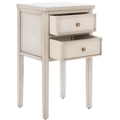 White Lacquered Ash and Elm 2-Drawer Accent Table
