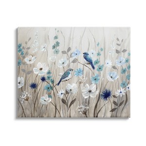 Stupell Birds in Meadow Blue Blossoms Gallery Wrapped Canvas Wall Art - 1 of 4