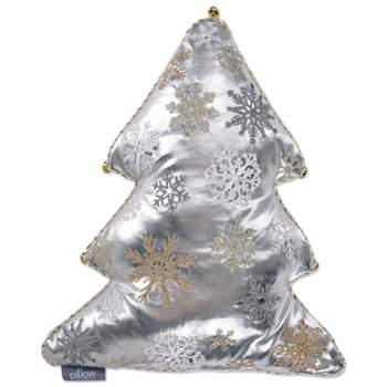 14"x17" Christmas Tree Novelty Throw Pillow Silver - Pillow Perfect