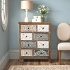 LuxenHome 8-Drawer 32.25" H x 25.75" W Rustic Carved Wood Accent Chest. Brown - 2 of 4
