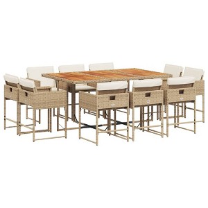 vidaXL Patio Dining Set Set of 10 Beige PE rattan 10-person Foldable - 1 of 4