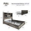 AMERLIFE Bed Frame with 51.2" Storage LED Bookcase Headboard, 4 Storage Drawers & Charging Station - 2 of 3
