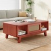 FURNIinspire Coffee Tables Modern Rectangular Living Room Table, Wooden Coffee Table With Rattan Drawer For Home Office, Red, 23.6"*43.7"*15.7" - 2 of 4