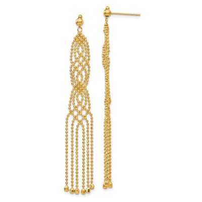 Black Bow Jewelry Beaded Fringe Chandelier Post Earrings in 14k Yellow Gold