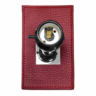 21" Red Leather Modern Table Lamp with White Shade