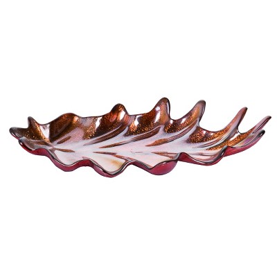 Transpac Glass 6.5 in. Orange Harvest Fallen Leaf Plate