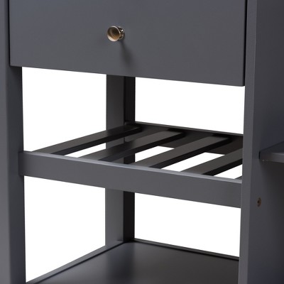 Medium Gray Rubberwood Kitchen Cart with Storage and Spice Rack