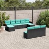 vidaXL 10 Piece Black Poly Rattan Patio Sofa Set with Cushions - Outdoor Furniture for Terrace/Garden ``` - 2 of 4