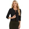 Coolmee Women's 3/4 Sleeve Cropped Coat Lightweight Notch Collar Blazer Jacket Business Casual - 2 of 4
