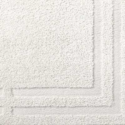 Ivory Geometric Shag Synthetic 5' x 7' Area Rug