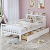 JUJABU Twin Size Bed with Headboard Storage Rack, 2 Under-Bed Drawers & 3-Side Safety Guardrails - 3 of 4