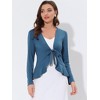 INSPIRE CHIC Women's Tie Front Long Sleeve Crop Ruffle Knit Cardigan Sweaters - 3 of 4