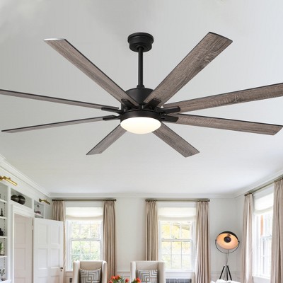 Bella Depot 72" Modern Black LED Ceiling Fan 6-Speed Reversible Chandelier with Dimmable Light and Remote