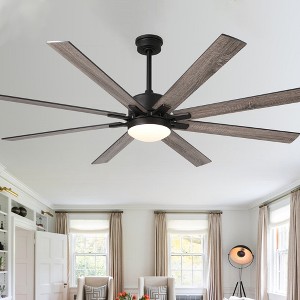 Bella Depot 72" Modern Black LED Ceiling Fan 6-Speed Reversible Chandelier with Dimmable Light and Remote - 1 of 4