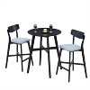 CIPACHO 3 Pieces Bar Table Set,Modern Round Counter Height Pub Table, Wooden High Top with Bar Stools Pub Dining Set,Black - 3 of 4
