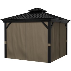 10' x 10' Hardtop Gazebo, Pavilion Gazebo with Curtains, Nettings, Aluminum Frame, Hooks, for Garden, Patio - 1 of 4