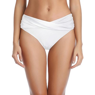 FIONECA Women Twist Bikini Bottom Moderate High Cut Bathing Suit Bottoms Ruched Swimsuit Bottom
