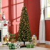 HOMCOM 5 FT Tall Pre-Lit Slim Noble Fir Artificial Pencil Christmas Tree with Realistic Branches, 110 Warm White LED Lights and 294 Tips, Green - 3 of 4